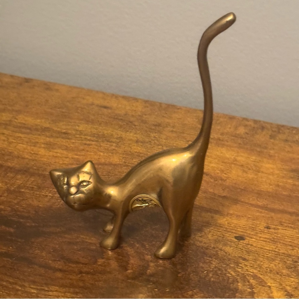 Leonard Silver Mfg Co Solid Brass Cat Tail Up Mid Century Korea 4.5‎ Inch